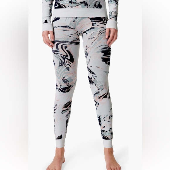 Sweaty Betty Base Layer Leggings in Blue Glacier Jacquard Size Small NWT - Picture 2 of 8